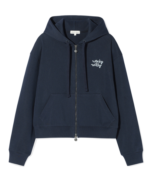 Wacky WiLLy(ワッキーウィリー)の「ウィメンズニットライククロップフードジップアップダークネイビー(パーカー・レディース・その他・SMALL/MEDIUM/LARGE)」の1枚目の写真