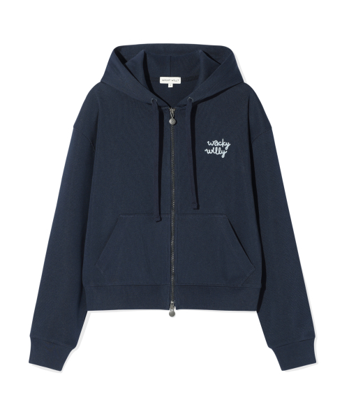 Wacky WiLLy(ワッキーウィリー)の「ウィメンズニットライククロップフードジップアップダークネイビー(パーカー・レディース・その他・SMALL/MEDIUM/LARGE)」の2枚目の写真