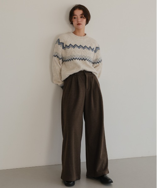attiree(アティレー)の「微起毛ワイドパンツ(スラックス・レディース・ブラウン/チャコールグレー・MEDIUM/LARGE)」の14枚目の写真