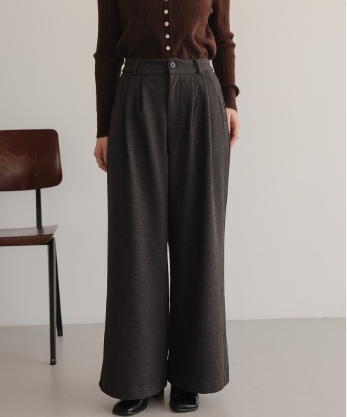 attiree(アティレー)の「微起毛ワイドパンツ(スラックス・レディース・ブラウン/チャコールグレー・MEDIUM/LARGE)」の13枚目の写真