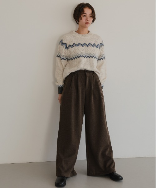 attiree(アティレー)の「微起毛ワイドパンツ(スラックス・レディース・ブラウン/チャコールグレー・MEDIUM/LARGE)」の15枚目の写真
