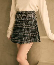 TITTY&CO. | ベルト付きツイードプリーツミニスカート(スカート)