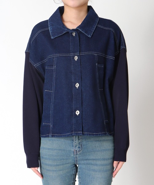 ニットドッキングデニムジャケット（デニムジャケット）｜Jines