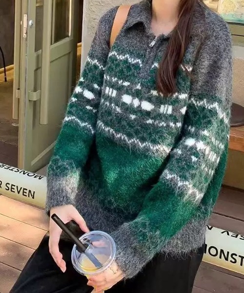 引越し叩き売り！マーク&ロナ　総柄ニット rienda | 2WAY Rロゴニットトップス (ニット ) |SHEL'TTER WEBSTORE