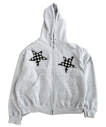 Star Napping Sweat Hood Zip-Up ((white melange))
