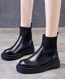 ONEP STAR（ワンピスター）の「リブソックス風厚底ショートブーツ（ブーツ）」