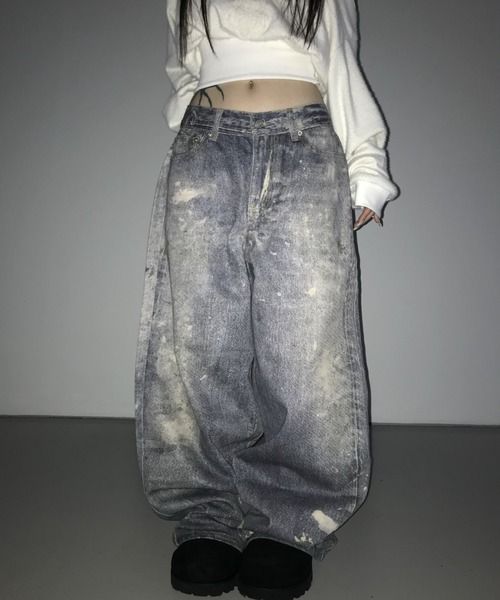 THEAIRTOWN(ジエアタウン)の「digital printing denim pt(デニムパンツ・レディース・ブルー・SMALL/MEDIUM)」の2枚目の写真
