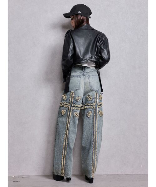 GYDA（ジェイダ）の「Fake leather shortジャケット（ライダースジャケット・レディース・ブラウン/ブラック・FREE）」の7枚目の写真