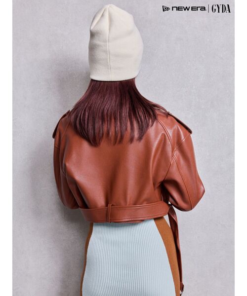 GYDA（ジェイダ）の「Fake leather shortジャケット（ライダースジャケット・レディース・ブラウン/ブラック・FREE）」の9枚目の写真