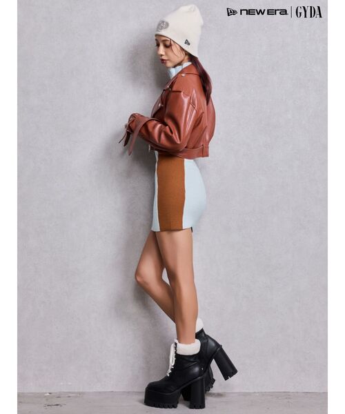 GYDA（ジェイダ）の「Fake leather shortジャケット（ライダースジャケット・レディース・ブラウン/ブラック・FREE）」の11枚目の写真