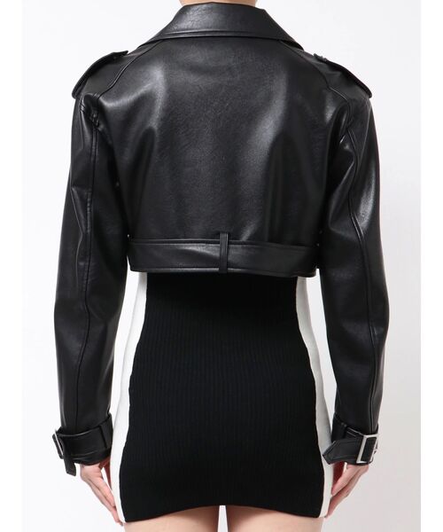 GYDA（ジェイダ）の「Fake leather shortジャケット（ライダースジャケット・レディース・ブラウン/ブラック・FREE）」の14枚目の写真