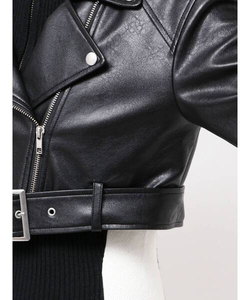 GYDA（ジェイダ）の「Fake leather shortジャケット（ライダースジャケット・レディース・ブラウン/ブラック・FREE）」の19枚目の写真
