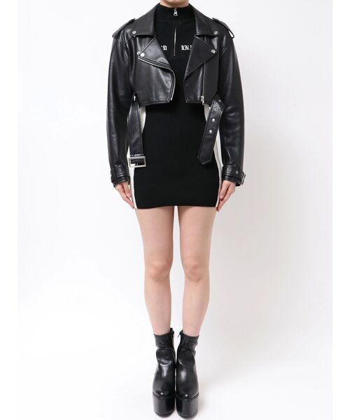 GYDA（ジェイダ）の「Fake leather shortジャケット（ライダースジャケット・レディース・ブラウン/ブラック・FREE）」の21枚目の写真