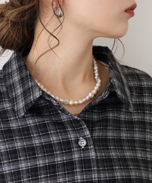 A.N.L（エーエヌエル　レーベル）の「A.N.Lタータンチェックネルシャツワンピース（シャツワンピース・レディース・ブラック/グリーン・38）」の17枚目の写真