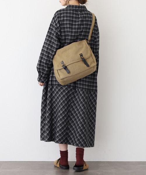 A.N.L（エーエヌエル　レーベル）の「A.N.Lタータンチェックネルシャツワンピース（シャツワンピース・レディース・ブラック/グリーン・38）」の6枚目の写真