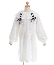 axes femme | Ｗリボンニットチュニックワンピース(ワンピース)