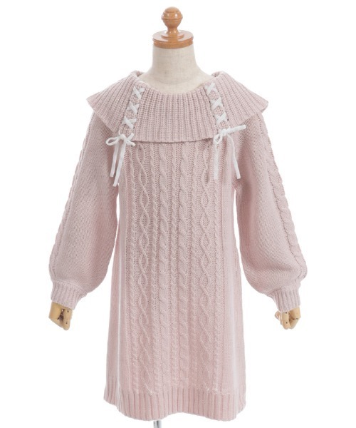 axes femme（アクシーズファム）の「Ｗリボンニットチュニックワンピース（ワンピース・キッズ・キナリ/ピンク・LARGE/MEDIUM/X-LARGE）」の12枚目の写真