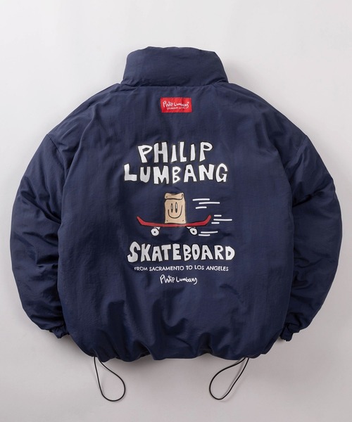 Philip Lumbang(フィリップランバン)の「【75】【Philip Lumbang/フィリップ・ランバン】リバーシブル グラフィックデザイン スタンドカラー 中綿 パファージャケット/ワンポイント刺繍/ドローコード/2025AW新ブランド(ダウンジャケット/コート・メンズ・オフホワイト/ブラック/カーキ/ネイビー・M/L/XL)」の10枚目の写真