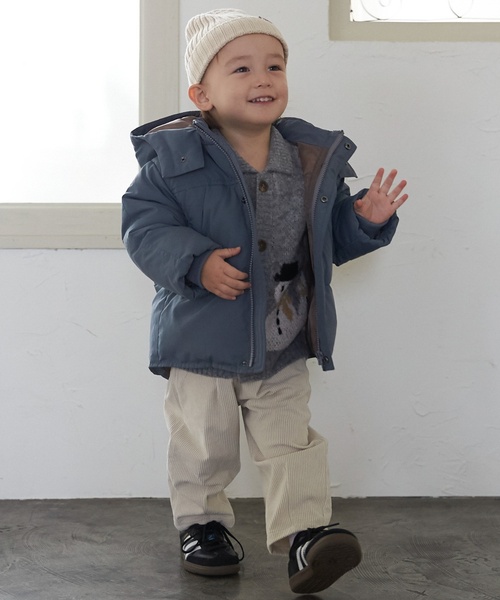 petit main（プティマイン）の「【リンク/撥水加工】モンスターダウンジャケット（ダウンジャケット/コート・キッズ・ネイビー/ブルーグリーン/ライトベージュ・110cm/90cm/100cm/80ｃｍ/130cm/120cm）」の15枚目の写真