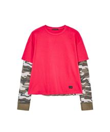 CHIN DOWN（チンダウン）の「LAYERED TEE (RED)（Tシャツ/カットソー）」