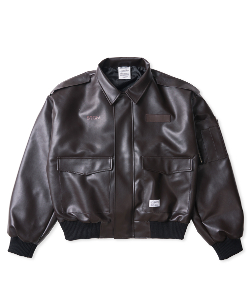 STIGMA(スティグマ)の「A-2 OVERSIZED CROP FAUX LEATHER JACKET(ライダースジャケット・メンズ・その他・MEDIUM/LARGE/X-LARGE)」の1枚目の写真