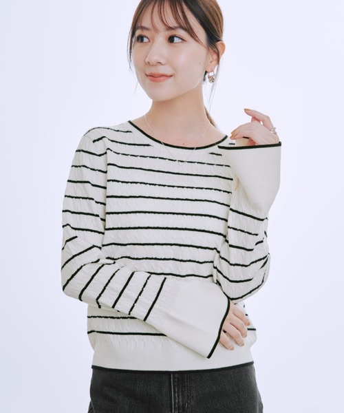 COHINA(コヒナ)の「ミニケーブルリブニット 【低身長・小柄女性】(ニット/セーター・レディース・ネイビー/ホワイト×ブラック/ホワイト/グリーン・ONE SIZE)」の18枚目の写真