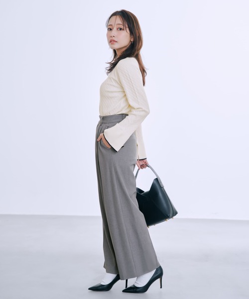 COHINA(コヒナ)の「ミニケーブルリブニット 【低身長・小柄女性】(ニット/セーター・レディース・ネイビー/ホワイト×ブラック/ホワイト/グリーン・ONE SIZE)」の17枚目の写真