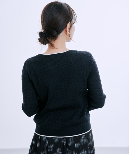 COHINA(コヒナ)の「ミニケーブルリブニット 【低身長・小柄女性】(ニット/セーター・レディース・ネイビー/ホワイト×ブラック/ホワイト/グリーン・ONE SIZE)」の10枚目の写真