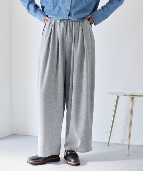 BARNYARDSTORM（バンヤードストーム）の「BARNYARDSTORM / ベロアタックギャザーパンツ / マシンウォッシャブル（その他パンツ・レディース・グレー/ブラック・FREE）」の2枚目の写真