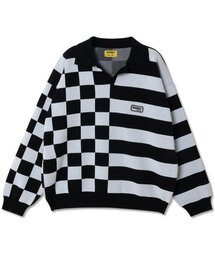 DORKY（ドルキ）の「Dolki Check Stripe Collar Sweater Black（ニット/セーター）」