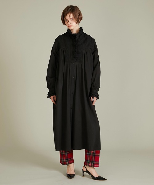 crinkle crinkle crinkle（クリンクルクリンクルクリンクル）の「【crinkle crinkle crinkle】rebuild lace shirt dress/リビルドレースシャツドレス（ワンピース・レディース・ブラック/ホワイト・FREE）」の2枚目の写真