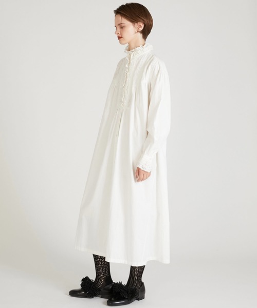 crinkle crinkle crinkle（クリンクルクリンクルクリンクル）の「【crinkle crinkle crinkle】rebuild lace shirt dress/リビルドレースシャツドレス（ワンピース・レディース・ブラック/ホワイト・FREE）」の4枚目の写真