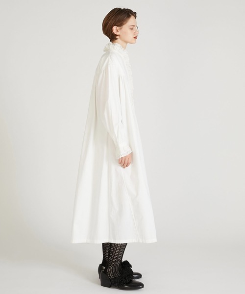 crinkle crinkle crinkle（クリンクルクリンクルクリンクル）の「【crinkle crinkle crinkle】rebuild lace shirt dress/リビルドレースシャツドレス（ワンピース・レディース・ブラック/ホワイト・FREE）」の5枚目の写真