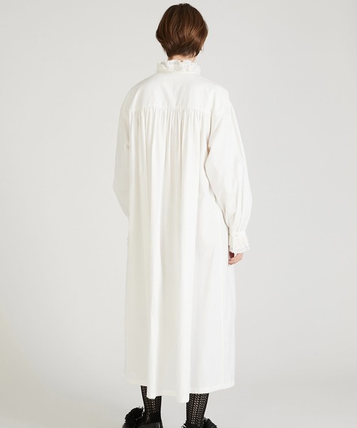 crinkle crinkle crinkle（クリンクルクリンクルクリンクル）の「【crinkle crinkle crinkle】rebuild lace shirt dress/リビルドレースシャツドレス（ワンピース・レディース・ブラック/ホワイト・FREE）」の6枚目の写真