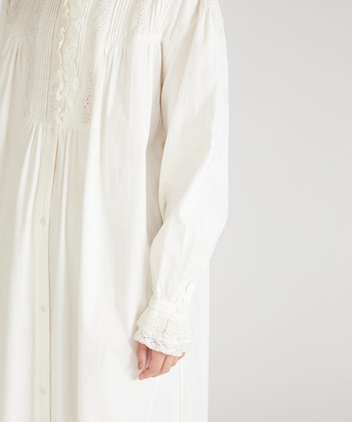 crinkle crinkle crinkle（クリンクルクリンクルクリンクル）の「【crinkle crinkle crinkle】rebuild lace shirt dress/リビルドレースシャツドレス（ワンピース・レディース・ブラック/ホワイト・FREE）」の8枚目の写真