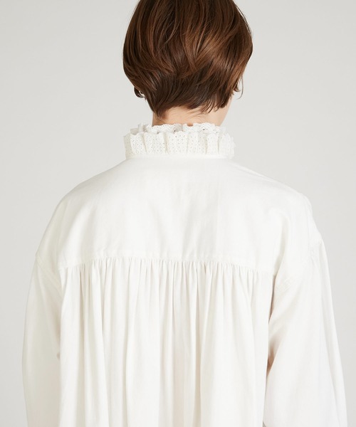 crinkle crinkle crinkle（クリンクルクリンクルクリンクル）の「【crinkle crinkle crinkle】rebuild lace shirt dress/リビルドレースシャツドレス（ワンピース・レディース・ブラック/ホワイト・FREE）」の10枚目の写真