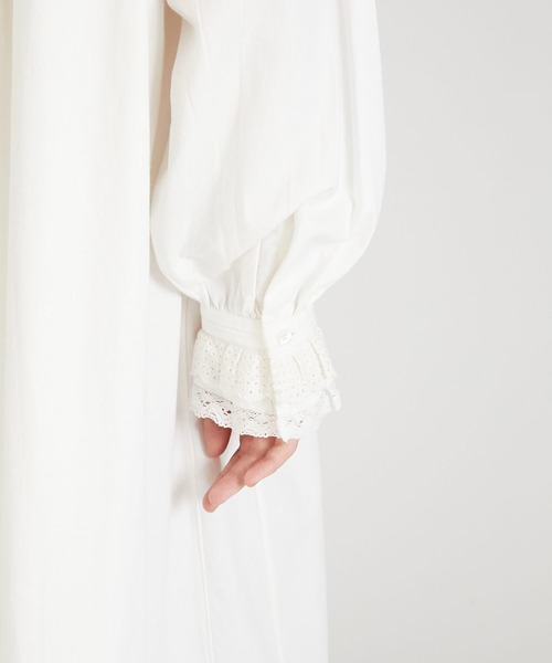 crinkle crinkle crinkle（クリンクルクリンクルクリンクル）の「【crinkle crinkle crinkle】rebuild lace shirt dress/リビルドレースシャツドレス（ワンピース・レディース・ブラック/ホワイト・FREE）」の11枚目の写真