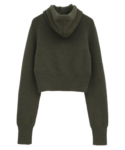 CLANE（クラネ）の「【CLANE/クラネ】SHORT KNIT HOODIE/ショートニットフーディ（ニット/セーター・レディース・アイボリー/カーキ・1）」の3枚目の写真
