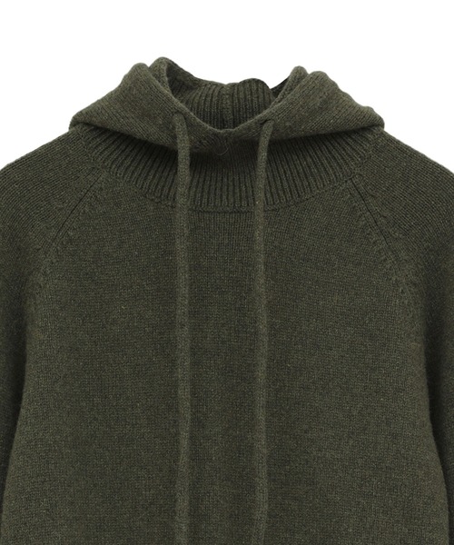 CLANE（クラネ）の「【CLANE/クラネ】SHORT KNIT HOODIE/ショートニットフーディ（ニット/セーター・レディース・アイボリー/カーキ・1）」の4枚目の写真