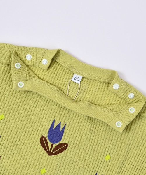 MARKEY'S（マーキーズ）の「ワッフルナガソデボディシャツ（ロンパース・キッズ・グレー/オフホワイト/イエロー・80/70）」の5枚目の写真