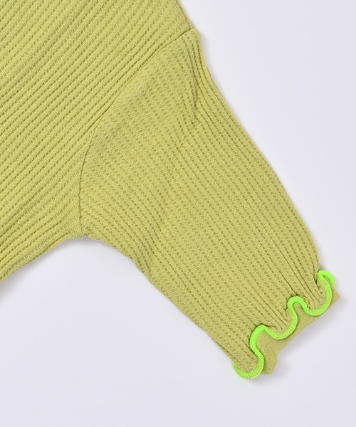 MARKEY'S（マーキーズ）の「ワッフルナガソデボディシャツ（ロンパース・キッズ・グレー/オフホワイト/イエロー・80/70）」の6枚目の写真