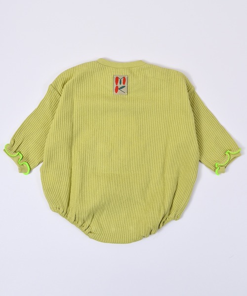 MARKEY'S（マーキーズ）の「ワッフルナガソデボディシャツ（ロンパース・キッズ・グレー/オフホワイト/イエロー・80/70）」の9枚目の写真