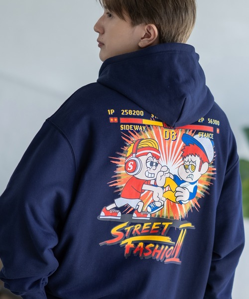 En serio TOKYO(エンソリオトーキョー)の「【SIDEWAYSTANCE】ファイターゲーム裏毛プルパーカー(パーカー・メンズ・ブラック系3/ネイビー系3/ライトグレー系3・MEDIUM/LARGE/X-LARGE/SMALL)」の3枚目の写真