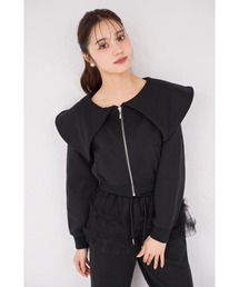 tocco closet | ビジューファスナー付きビックカラー裏起毛ブルゾン(パーカー)