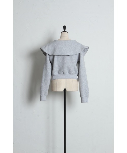 tocco closet(トッコ クローゼット)の「ビジューファスナー付きビックカラー裏起毛ブルゾン(パーカー・レディース・ブラック/ライトグレー・M)」の20枚目の写真
