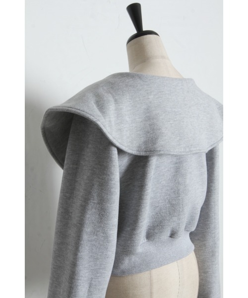 tocco closet(トッコ クローゼット)の「ビジューファスナー付きビックカラー裏起毛ブルゾン(パーカー・レディース・ブラック/ライトグレー・M)」の21枚目の写真