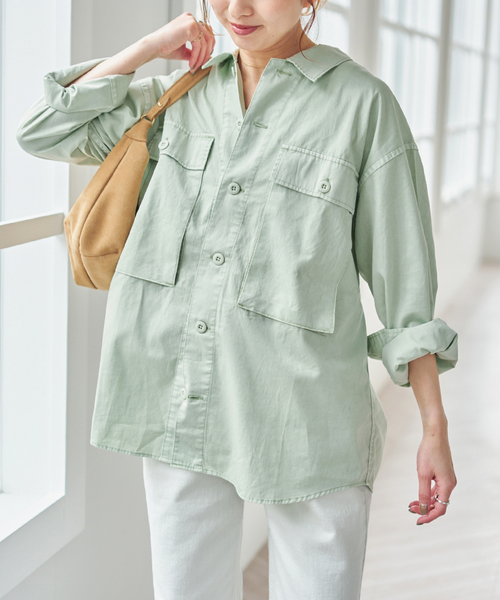 Spick & Span(スピックアンドスパン)の「J.J.Mercer / ジェイジェイマーサー 別注 シャツジャケット(シャツ/ブラウス・レディース・アイボリー/カーキ・FREE)」の5枚目の写真