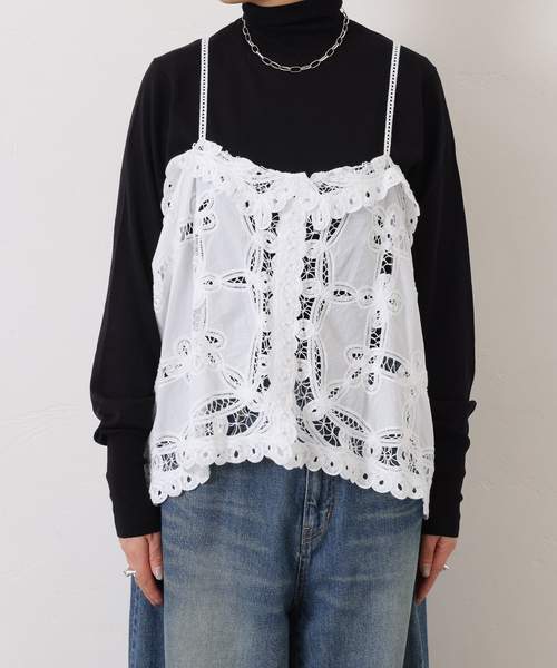 JOURNAL STANDARD LUXE（ジャーナルスタンダード　ラックス）の「バテンレース キャミブラウス（キャミソール・レディース・ブラック/ホワイト・FREE）」の9枚目の写真