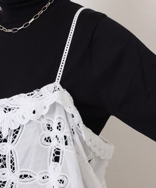 JOURNAL STANDARD LUXE（ジャーナルスタンダード　ラックス）の「バテンレース キャミブラウス（キャミソール・レディース・ブラック/ホワイト・FREE）」の14枚目の写真