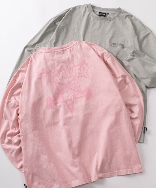THRASHER（スラッシャー）の「【70】【THRASHER/スラッシャー】ピグメント加工 ワンポイント刺繍 袖フレイム バックプリント ロングスリーブTシャツ（Tシャツ/カットソー・メンズ・グレー/チャコールグレー/ライトグレー/ダークグレー/ブラウン/ブラウン系その他/ピンク/ピンク系その他・M/L/XL）」の8枚目の写真